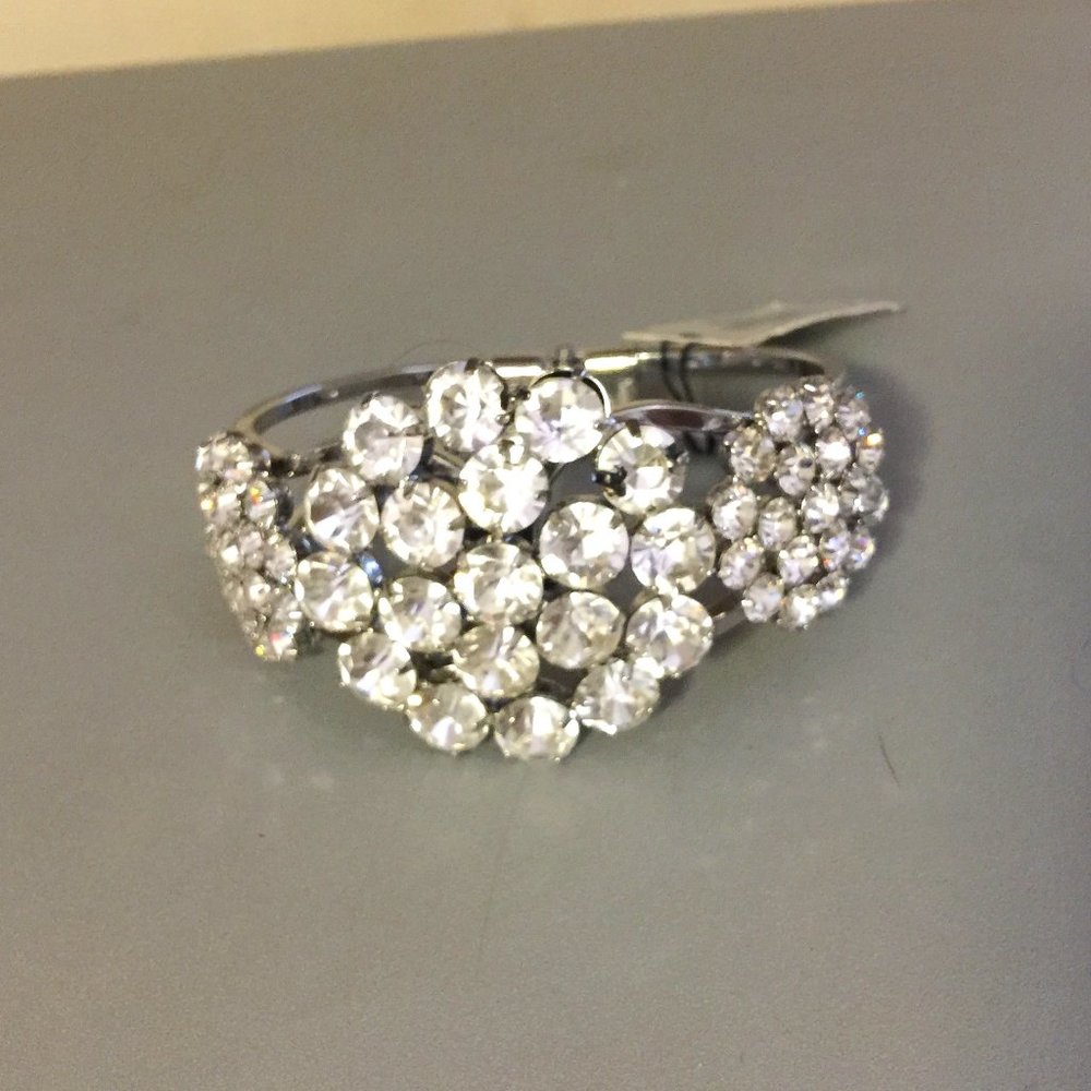 Talbots Silver Tone Clear Rhinestone Clamper Bracelet ORIG.$59.50